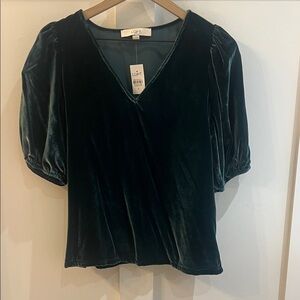 Ann Taylor Loft 3/4 Sleeve Velour V-Neck Top Size Small NWT